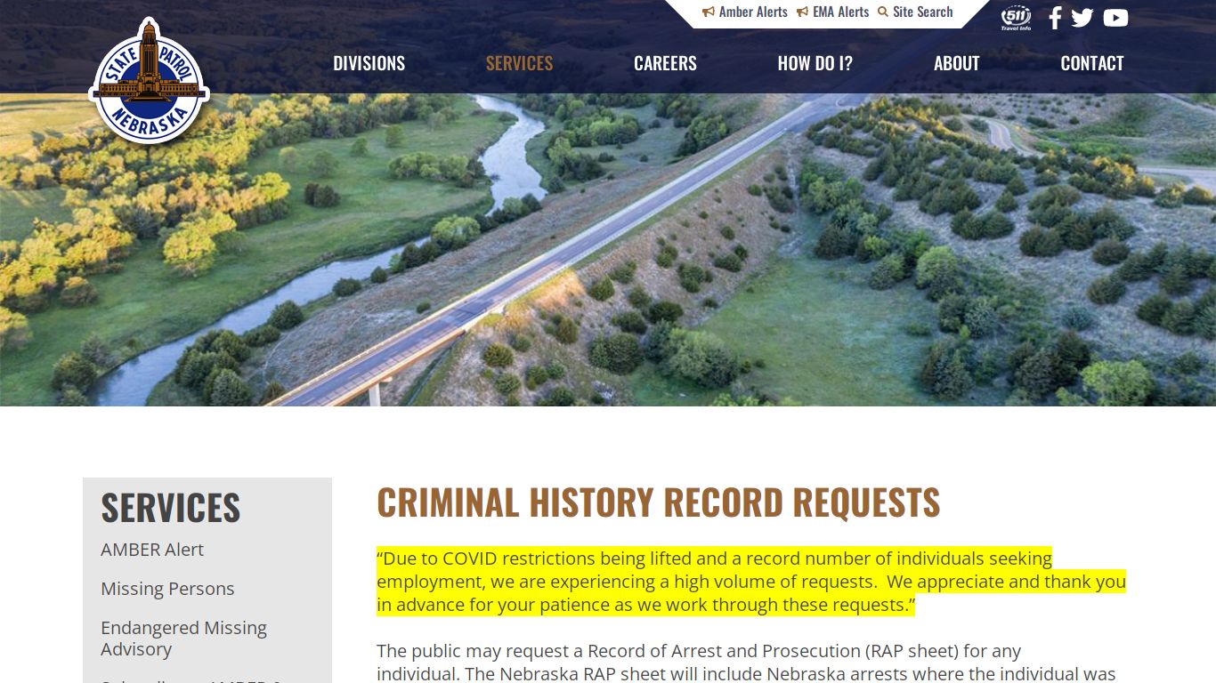 Criminal History Record Requests | Nebraska State Patrol